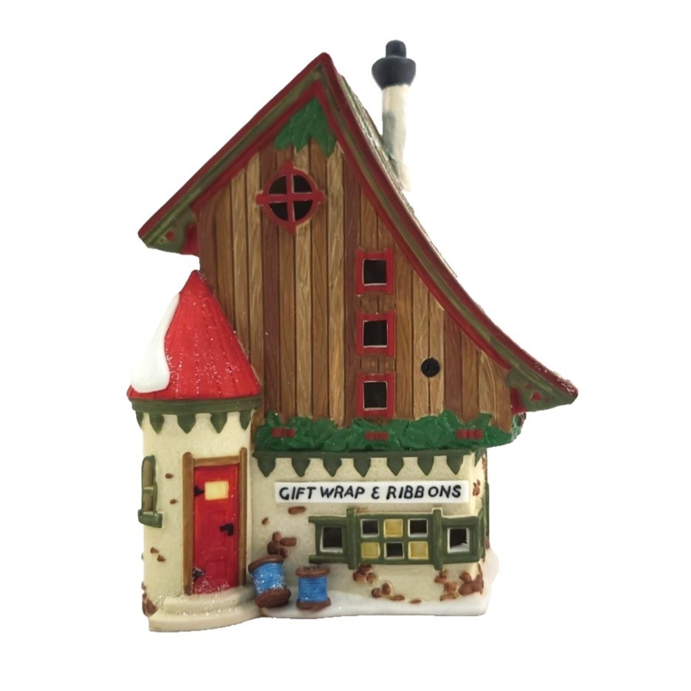 Department Dept 56 GIFT WRAP & RIBBONS North Pole Series REPAIRED Lighted‎